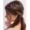 BERYUAN Christmas Rhinestone Beads Crystal Leaves Hair Comb Red and Green Rhinetone Crystal Hair Comb Rhinestone Headpiece for Christmas Wedding Party for Women (red and green)