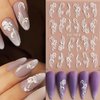 4 Sheets Flower Nail Art Sticker Decals - 5D Stereoscopic Embossed Acrylic Nail Stickers Self-Adhesive Nail Art Supplies White Lace Retro Floral Nail Designs DIY Manicure Decoration for Women Girls