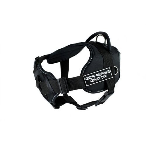 Dean & Tyler DT Fun "Seizure Response Service Dog" Dog Harness with Padded Chest Piece, Fits Girth Size 22-Inch to 27-Inch, Small, Black with Reflective Trim