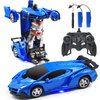 Jeestam RC Car Robot for Kids Transformation Car Toy, Remote Control Deformation Vehicle Model with One Button Transform 360°Rotating Drifting 1:18 Scale, Best for Boys and Girls (Blue)