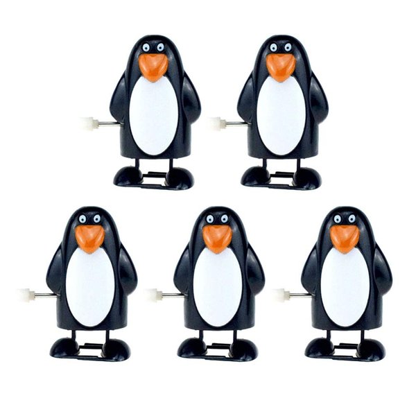 STOBOK Christmas Wind up Toys Clockwork Penguin Walking Toys Stocking Stuffers Party Favors Kids Gift Christmas Ornament Birthday Decorations 5PCS