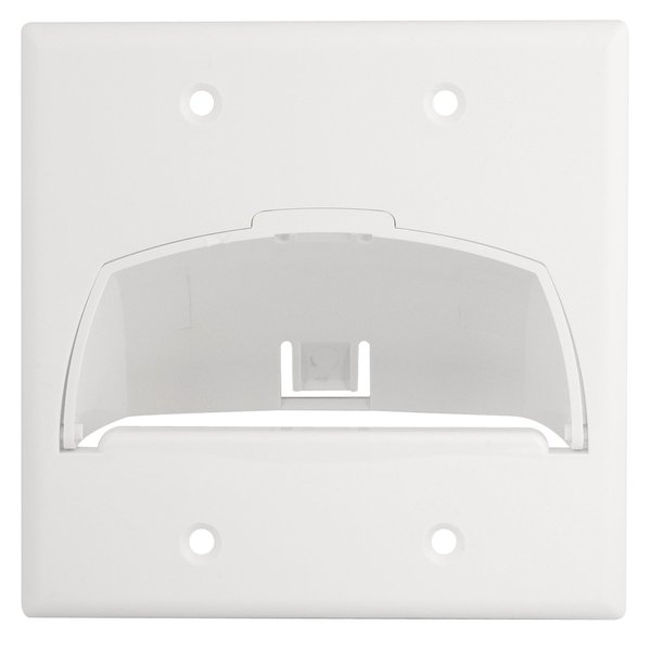 On-Q WP9002WH Cable Access Strap with Wallplate, Double Gang, White