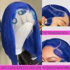 Pre Plucked 13X4 Straight Blue Bob Wig Human Hair HD Lace Frontal Wigs With Baby Hair Natural Hairline 100% Unprocessed Human Hair HD Transparent Lace Frontal Blunt Cut Blue Bob Wigs For Black Women
