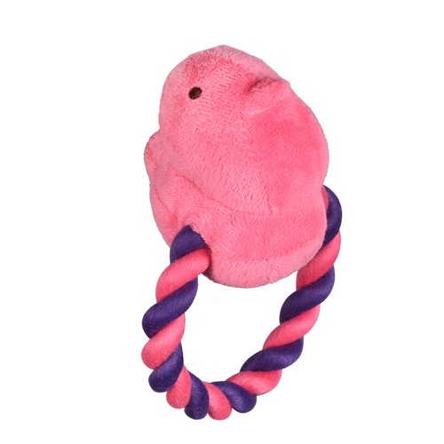 Peeps for Pets Plush Chick Rope Pull Toy for Dogs Squeaker Dog Toy, Pink/Purple | Adorable and Cute Dog Chew Toy | Squeaky Dog Toy to Add to Dog Toy Bin 6 Inch