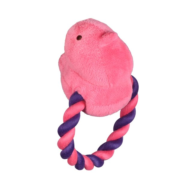 Peeps for Pets Plush Chick Rope Pull Toy for Dogs Squeaker Dog Toy, Pink/Purple | Adorable and Cute Dog Chew Toy | Squeaky Dog Toy to Add to Dog Toy Bin 6 Inch