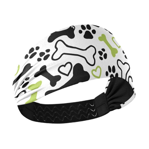 OTVEE Cute Dog Bones Hearts Paw Headband for Women, Elastic Yoga Headwraps Hair Band Sweatband for Fitness Yoga Workout