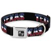 Dog Collar Seatbelt Buckle Texas Star Black White Blue Red 9 to 15 Inches 1.0 Inch Wide