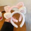 WHAVEL 2 Pcs Cat Ears Headband, Plush Animal Ears Face Wash Costume for Cosplay Party, Halloween (White, Pink)