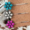 TMUSIBEN Hair Clips for Women and Girls Three Colors Turquoise Beige and Pink with Metal Bohemian Conch Squash Blossom Western Cowgirl Retro Ethnic Style Wedding Hair Accessory (beige)
