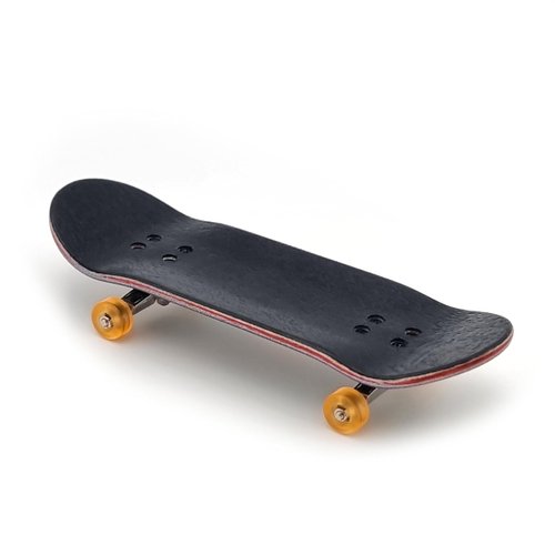 SPITBOARDS 32 x 96 mm Fingerboard Complete Wood Set-Up Assembled, 5-Layers, Silver Trucks with Bushings and Nuts, CNC Bearing Wheels in Transparent Orange, Lasered Foam Grip Tape Cute Monsters