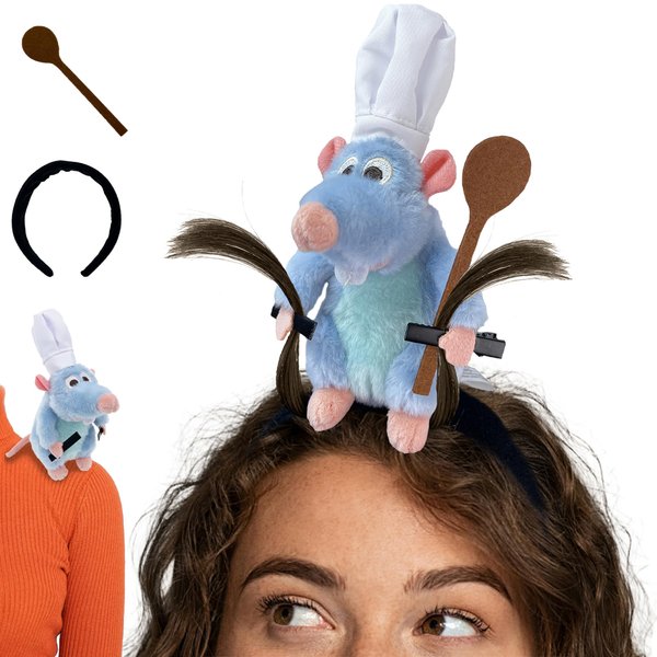 Kobataro Cute Rat Headband Shoulder Rat Plush Mouse Stuffed Animal Toy Hair Clips Spoon Set for Adults Women
