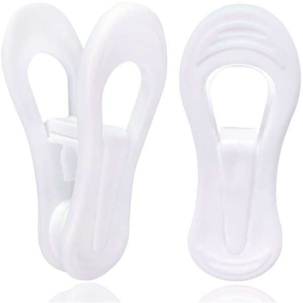 TOFIIGREM White Hanger Clips 50 Pack, Multi-Purpose Plastic Hangers Clips Perfect for Plastic Clothes Hangers, Finger Clips for Skirt Pants Hangers