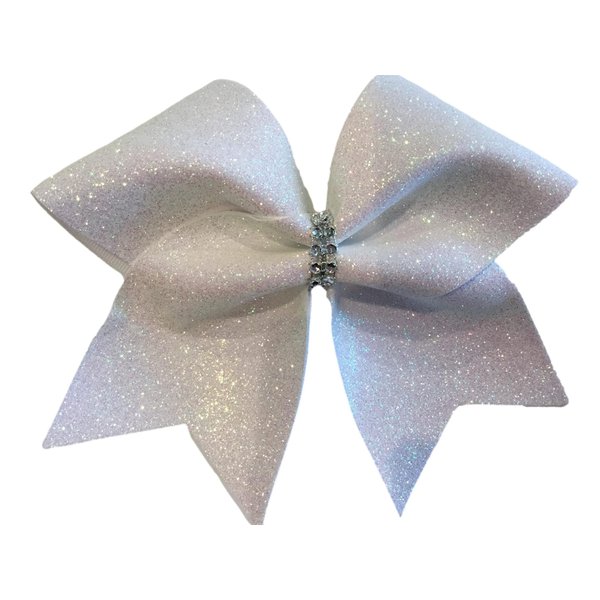 White Glitter Cheer Bow