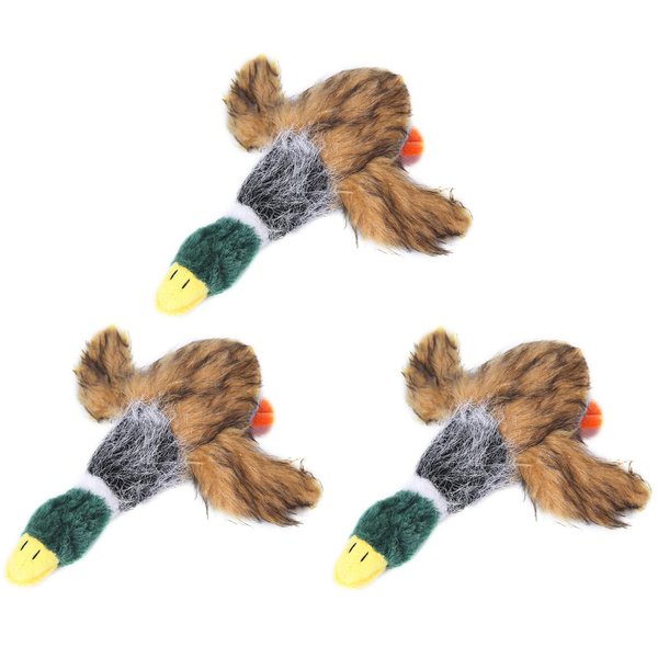 JKW Plush Mallard Duck Dog Toy, Squeaky Dog Toy, Plush Dog Chew Toy for Small Medium Dogs, 8-Inch, 3 Pack