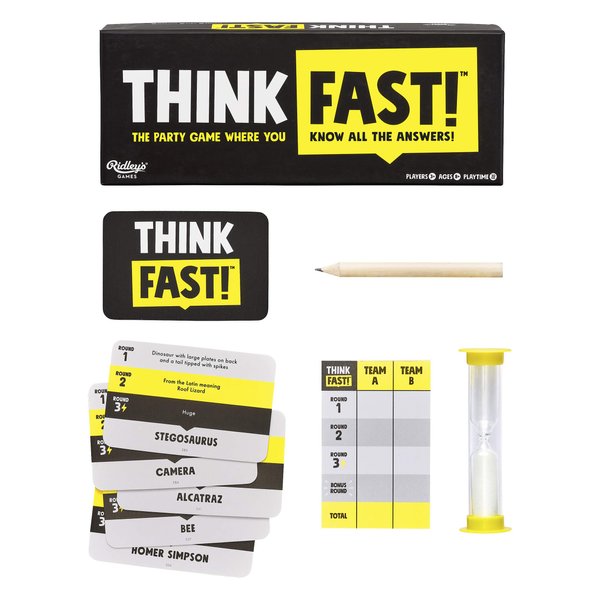 Ridley’s Games: Think Fast! Group Party Game – Fast-Paced, Easy to Play Party Games – Fun for All Ages – Random Trivia Game for Adults and Kids