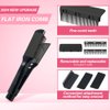 Flat Iron Comb Attachment to Clip On, Flat Iron Hair Straightener Accessory, Comb Attachment for Flat Iron Used at Home and Salon for Hair Styling (Pink)