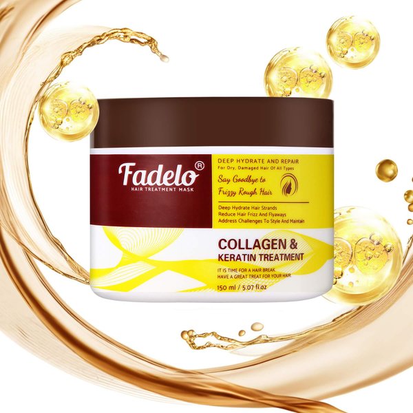Keratin & Collagen Hair Mask - Deep Repair for Damaged Hair with Argan Oil and Vitamin E - Hydrating Treatment for Dryness and Damage-150 ml (Refreshing)
