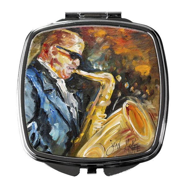 Caroline's Treasures JMK1277SCM Jazz Sazophone Compact Mirror Decorative Travel Makeup Mirror for Women Girls Gifts Pocket Makeup Mirror Folding Handheld