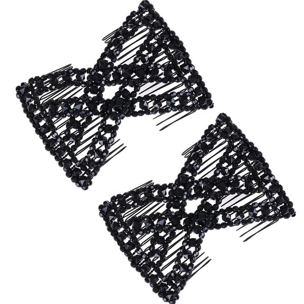 FXQHAN Easy Stretchable Combs, Lady Women Hair Combs, Double Clips Comb, 2-count