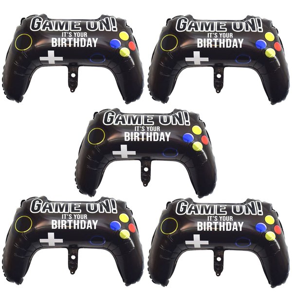 5 Pieces Video Game Party Balloons, Giant Video Game Controller Mylar Foil Balloons Game on Balloons for Kids Boys Fortnite Gaming Theme Birthday Party Video Game Baby Shower Decorations Supplies
