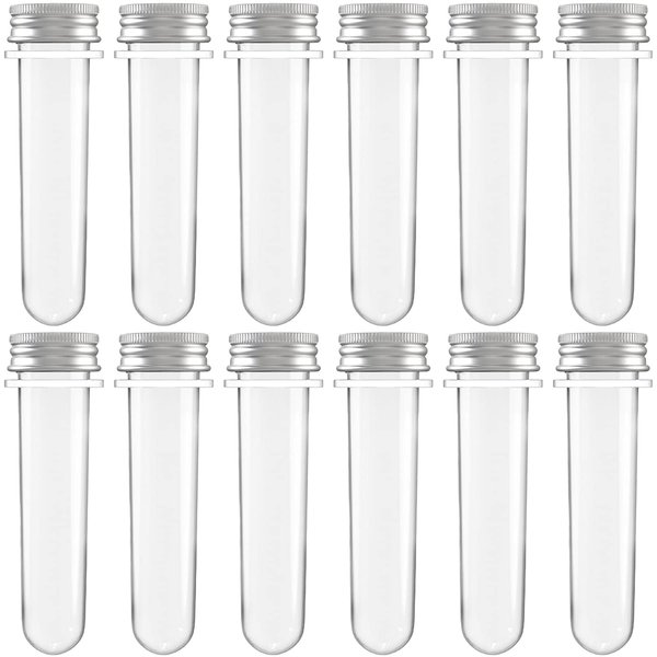 12 Pcs Plastic Test Tubes 45 ml Science Party Test Tubes for Scientific Experiments,Party Decoration,Candy,Bath Salt,Dice Display