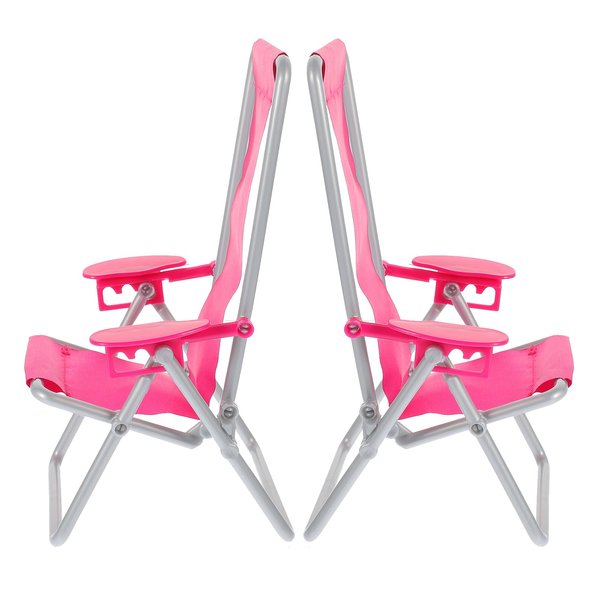 STOBOK 2PCS Miniature Folding Beach Chairs Mini Dolls House Furniture Plastic Beach Lounge Chairs Dollhouse Furniture Accessories
