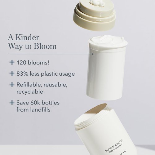 Beekman 1802 Bloom Cream Goat Milk Face Moisturizer Jumbo Refill Pod, 3.38 fl. oz. - Lightweight, Gentle, Deeply Hydrating & Nourishes Skin Barrier - All Skin Types - Cruelty Free