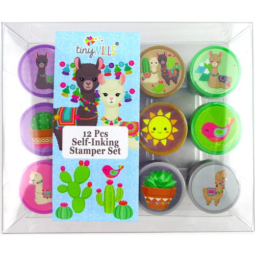 TINYMILLS 12 Pcs Llamas Stamp Kit for Kids
