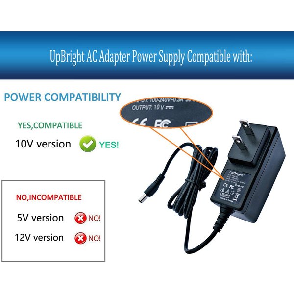 UpBright 10V AC/DC Adapter Compatible with Dogtra Super-X 3502NCP ARC 1900S 1902S EDGE 2300NCP 2500T&B 3500NCP Collar HK-AJ-100A150-US BC10V1500/5.5 SBC10V1500 5.5 SBC10V2000 5.5 BC10V2000/5.5 Charger