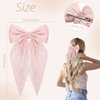 8Pcs Rhinestone Tulle Layered Hair Bows for Women Girls 5.3 Inch Barrette Hair Clip Long Gauze Bows French Style Hair Accessories (Small tulle bow)