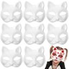 Sewroro 15pcs Cat Masks Cosplay Masks Pulp Blank Hand Painted Mask Animal Mask Craft for Party Favors, Masquerade Prop, Cosplay
