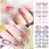 16 Sheets Full Wrap Gradient Nail Polish Stickers Self-Adhesive Nail Art Decal Strips Full Cover Nail Art Stickers with 2 Pieces Nail Files for Women Girls DIY Nail Art Decoration (Natural Style)