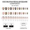 MUZMAK Reusable Press on Nails Long Medium Short Coffin Almond 36Pcs Red Fake Nails Kit Full Cover Pink French Black Kids nail Green (Egg Milktea(Regular Square))