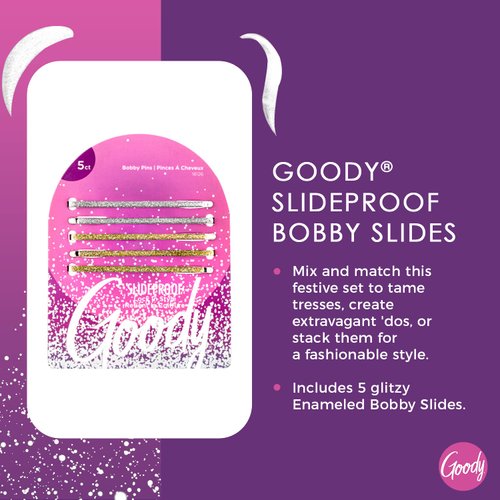 Goody Holiday Ball Enameled Bobby Pin Set - 5 Count, Silver and Gold - Hair Accessories for Men, Women, Boys and Girls to Style With Ease and Keep Your Hair Secured - For All Hair Types