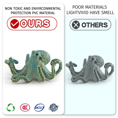 Fantarea Ocean Sea Marine Animal Figures Model Playsets 6 PCS Octopus Squid StarfishFigurine Party Favors Supplies Cake Toppers Decoration Gifts Collection Toys for Kid Boys Girls