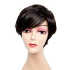 Unonet Pixie Cut Wig with Bangs Human Hair Short Wigs for Women Short Pixie Cut Wigs Black Brazilian Virgin Hair Layered Wavy wigs Party Daily Use (Natural Black)