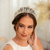 Formery Pearls Halo Crown Headpiece Silver Crystal Goddess Costume Tiara Headband Wedding Festival Photo-shoot Handmade Pearl Bridal Hair Accessories for Women and Girls