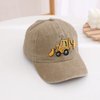 Cute Embroidery Excavator Kids Baseball Cap Adjustable Cotton Washed Vintage Cowboy Hat for Boys Girls Age 2-8 Khaki