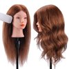 TopDirect Mannequin Head with 100% Human Hair, 18" Dark Brown Real Hair Cosmetology Mannequin Head Hair Styling Hairdressing Practice Training Doll Head with Clamp Holder and Tools
