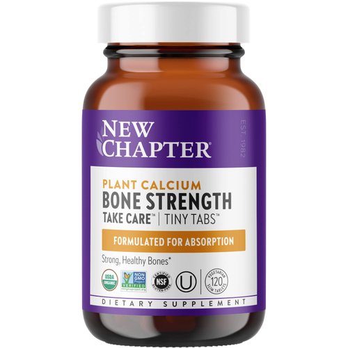 New Chapter Calcium Supplement - Bone Strength Tiny Tabs Organic Red Marine Algae Calcium - with Magnesium, Vitamin D3+K2, 70+ Trace Minerals for Bone Health, Gluten Free, Easy to Swallow - 120 ct