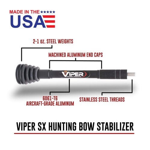 VIPER SX Aluminum Hunting Bow Stabilizer, Proudly Made in USA (SX 8-inch)