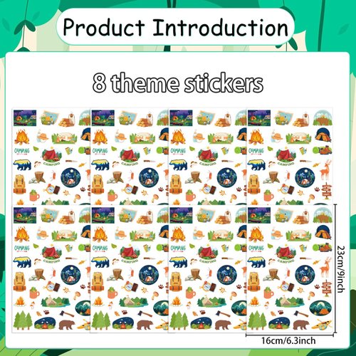 Wxiben Camping Temporary Tattoos Kids - 200+ Camping Birthday Party Supplies Decorations Favors Camp Party Tattoo Stickers Gift Class School Reward Classroom School Prizes for Kids Girls Boys