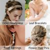 AHONEY 15 Pieces Greek Goddess Costume Women Toga Gold Headband Leaf Bridal Crown Bracelet Pearl Earrings Hair Pins Gold Accessories for Women