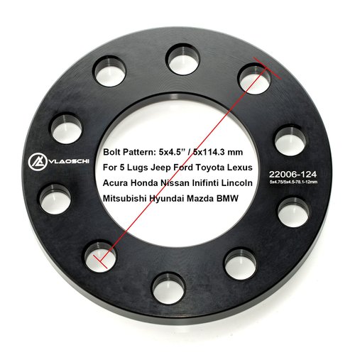 VLAOSCHI Black Forged 5x4.5 5x4.75 5x114.3 Wheel Spacers 1/4" (6mm) Compatible with Ford-Jeep-Toyota-Honda-Nissan 5 Lug for Wrangler Liberty Explorer Ranger Mustang Camry Tacoma Accord Civic-Pack of 4