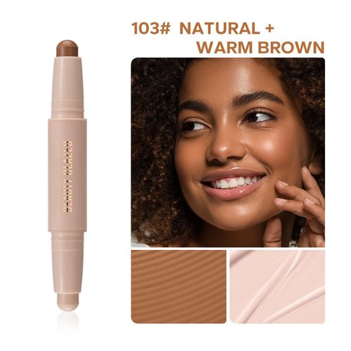 Double head contour stick, Highlight & Contour Bronzer Stick, durable and waterproof contour stick set, facial makeup contour face cream (03#Bronzer contour and glow sticks) ﻿