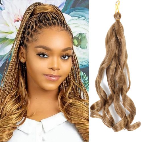 Ayana 14 Inch French Curly Braiding Hair 8 Packs Bouncy Loose Wavy Crochet Hair For Black Women Pre Stretched French Curl Braiding Hair Synthetic Hair Extensions(14 Inch (Pack Of 8), 27#)