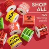 3" X 5" This Side Up Arrow - Handle with Care, Warning Shipping Labels (1 Roll, 500 Stickers/Roll)