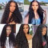Deep Wave Bundles Human Hair 22 24 26 Inch 12A Brazilian 100% Unprocessed Virgin Human Hair Bundles Wet and Wavy Human Hair Weave Bundles 3 Bundles Natural Black Color Human Hair Extensions