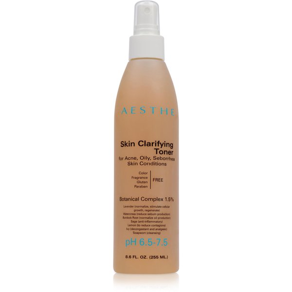 Aesthe Skin Clarifying Toner for Oily & Combination Skin Types - Botanical Extracts - Watercress, Sage, Lemon, Burdock, Willow - pH Balancing Facial Toner - Balance & Firm - Vegan Skincare - 8.6 fl oz