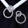 Sttiafay Vintage Crystal Circle Drop Earrings Double Circle Hoop Earrings Silver Cz Circle Dangle Earrings CZ Hollow Circle Earrings Jewelry for Women and Girls